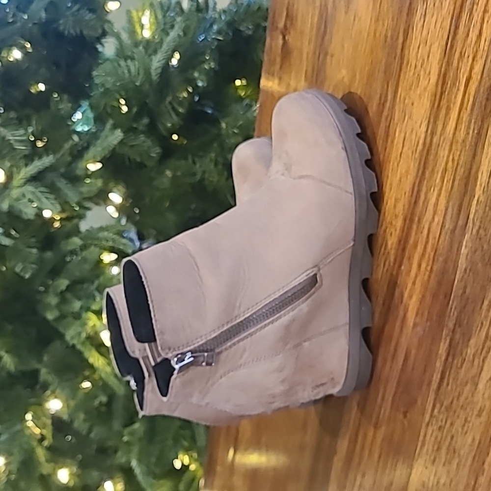 Sorel Taupe Wedge Ankle Boots with Side Zip